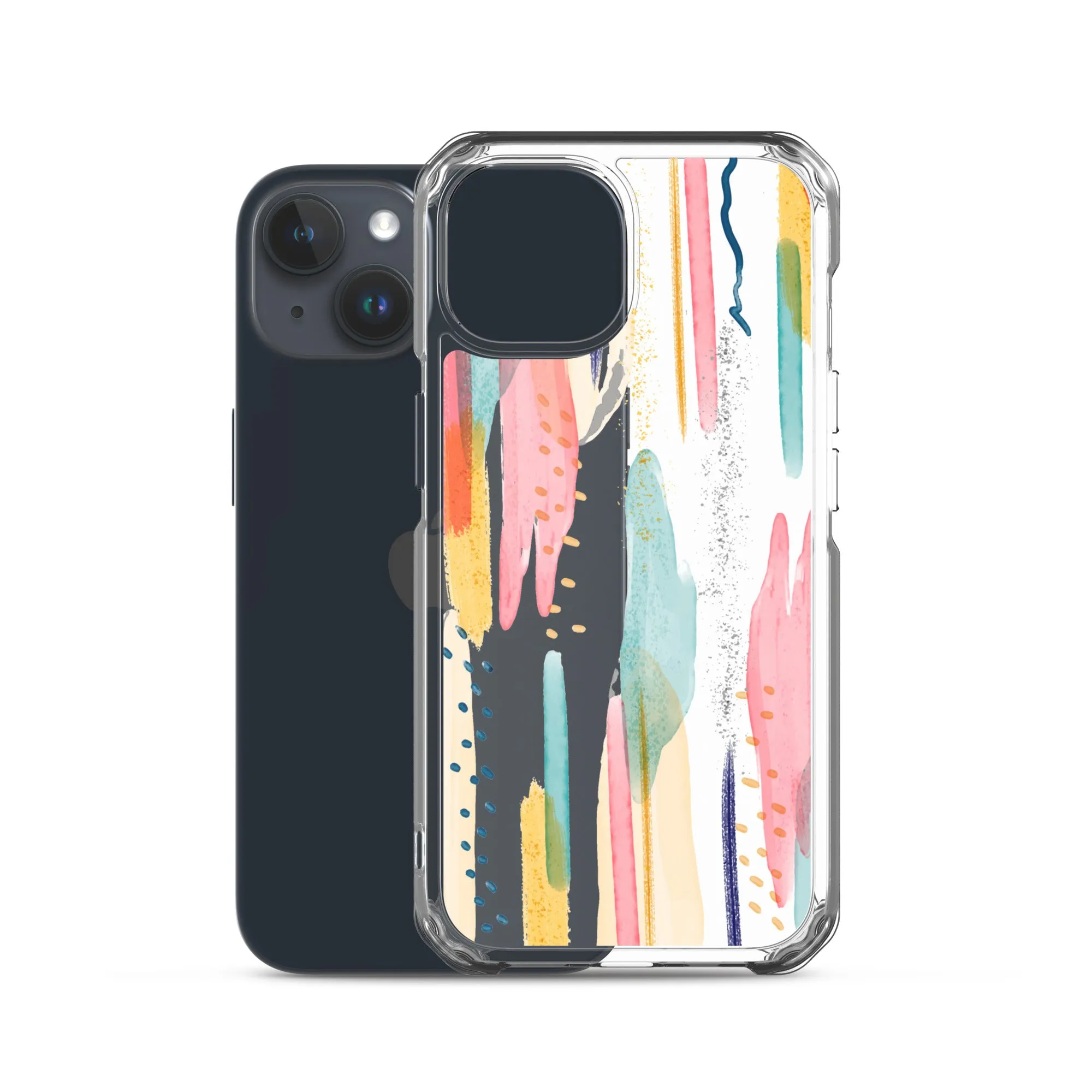 Modern Abstract Clear iPhone 16 15 14 13 12 11 Pro Max Art Phone Case, Brush Strokes Design Cover For iPhone 7 8 X 10 XR XS Aesthetic