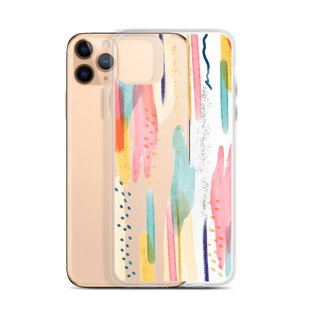 Modern Abstract Clear iPhone 16 15 14 13 12 11 Pro Max Art Phone Case, Brush Strokes Design Cover For iPhone 7 8 X 10 XR XS Aesthetic