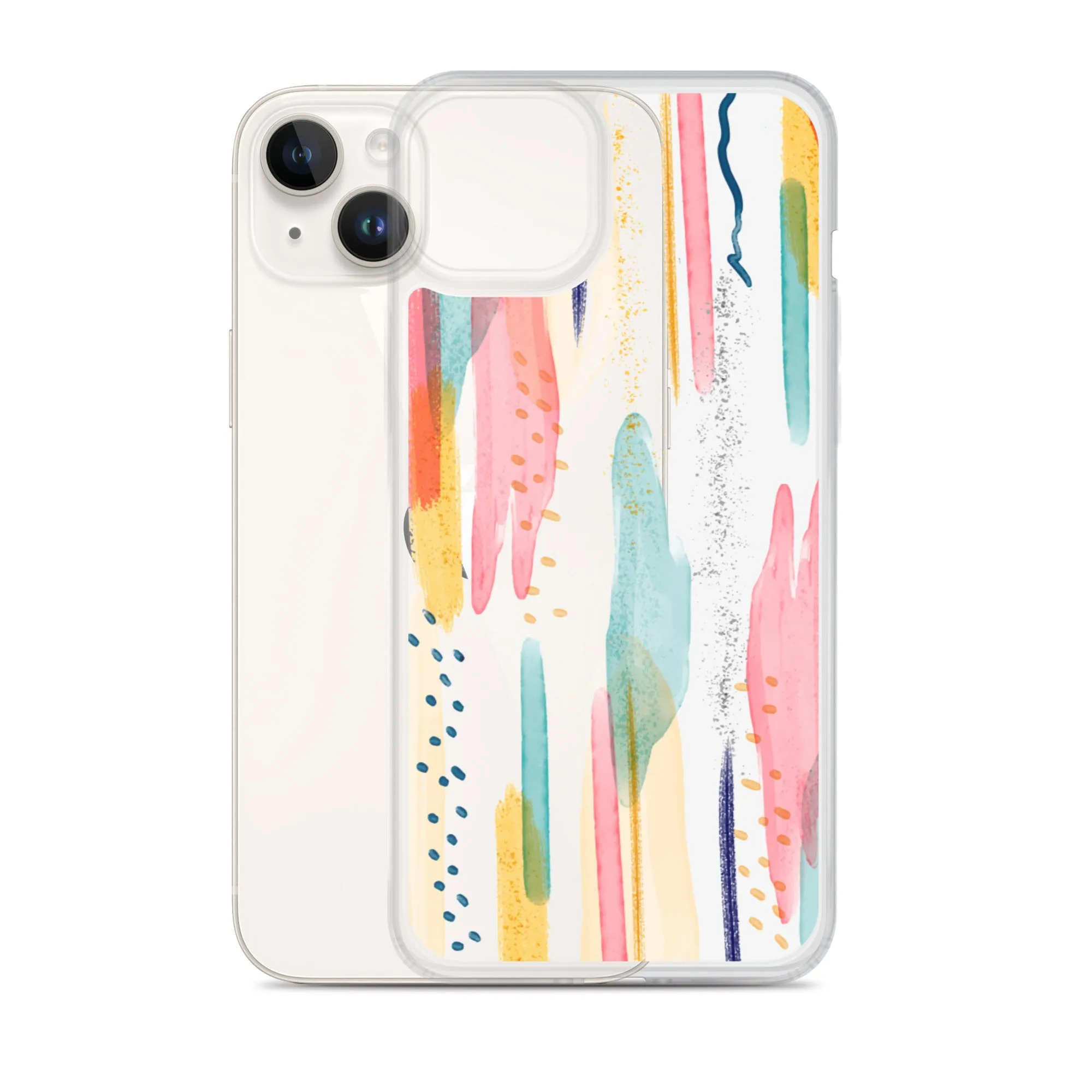 Modern Abstract Clear iPhone 16 15 14 13 12 11 Pro Max Art Phone Case, Brush Strokes Design Cover For iPhone 7 8 X 10 XR XS Aesthetic