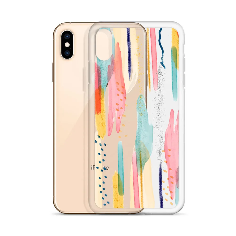 Modern Abstract Clear iPhone 16 15 14 13 12 11 Pro Max Art Phone Case, Brush Strokes Design Cover For iPhone 7 8 X 10 XR XS Aesthetic