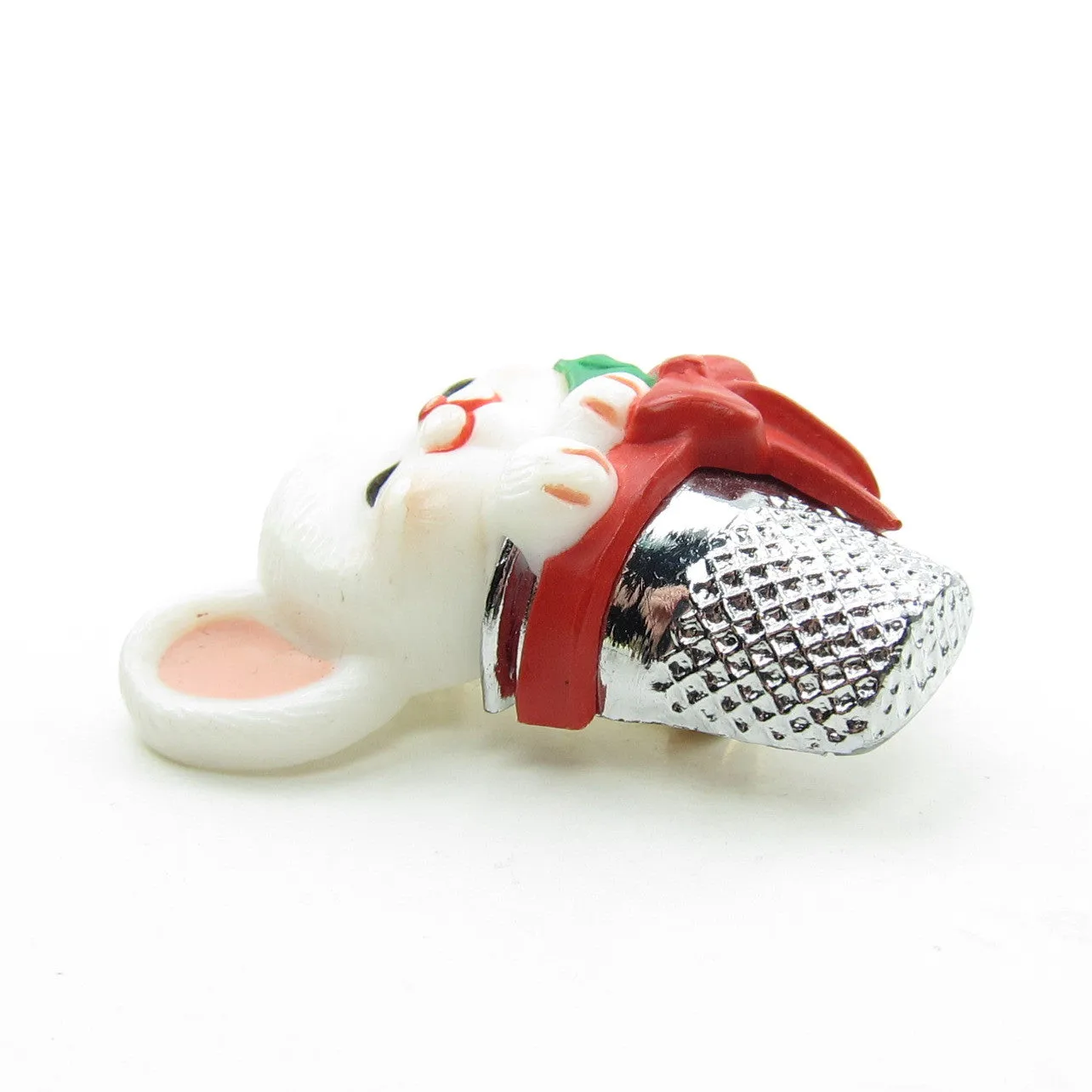 Mouse in Thimble Vintage Hallmark Christmas Lapel Pin