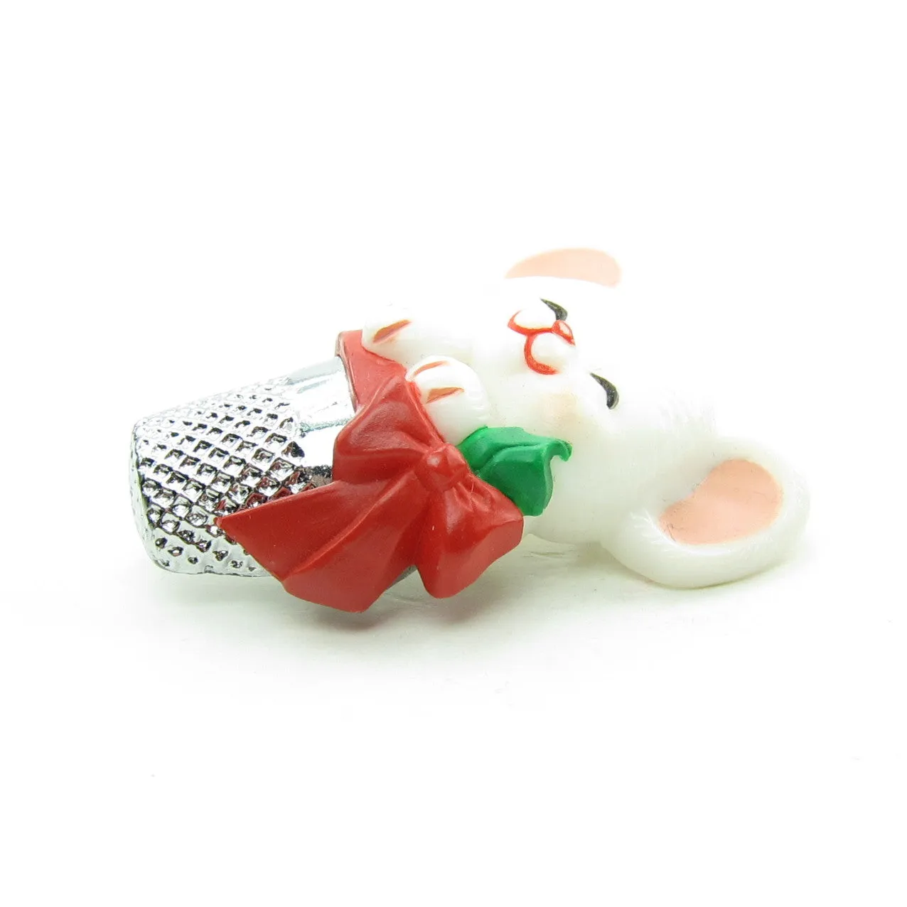 Mouse in Thimble Vintage Hallmark Christmas Lapel Pin