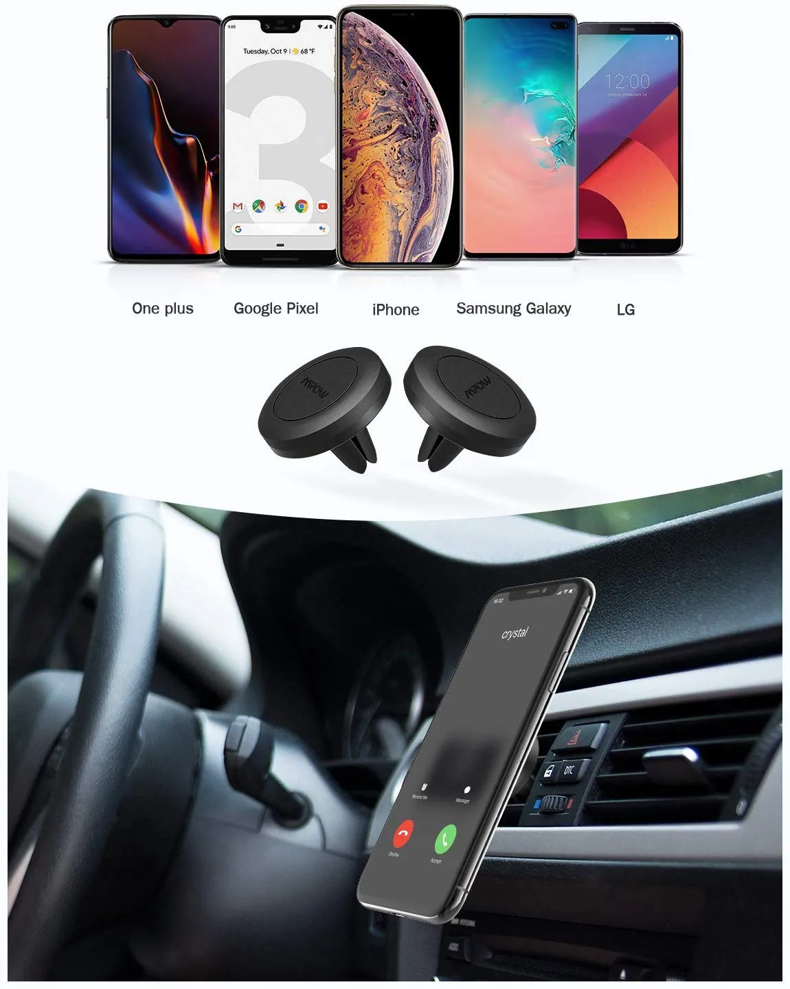 Mpow CA018B Magnetic Car Phone Mount, Air Vent Phone Holder