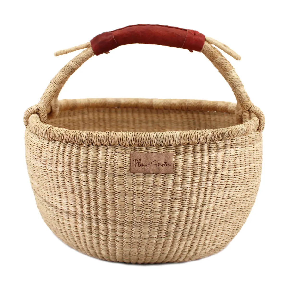 Natural Medium Market Basket - Cognac Handle