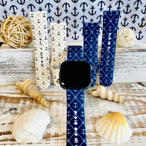 Nautical Anchor Print Silicone Band For Fitbit Versa 1/2 Two Colors Available