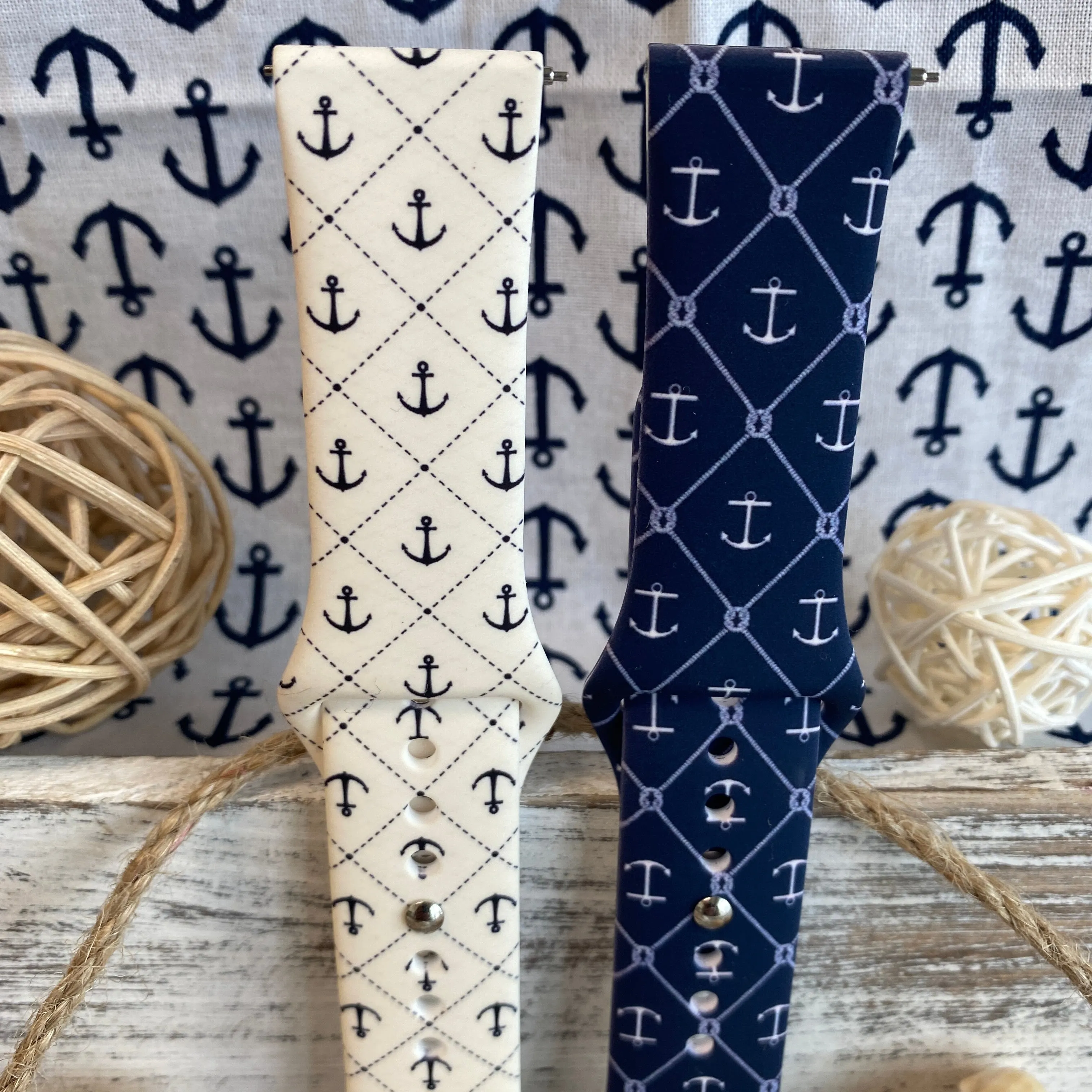 Nautical Anchor Print Silicone Band For Samsung Watch Two Colors Available