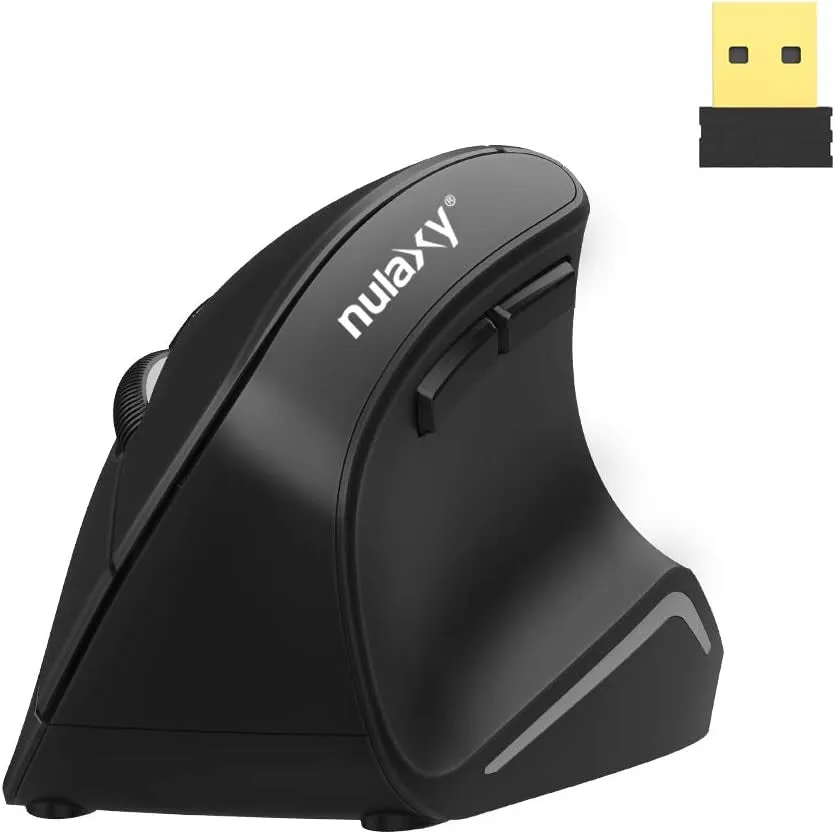 Nulaxy Ergonomic Mouse, 2.4G Wireless Vertical Mouse with 3 Adjustable DPI(800 / 1200 /1600), Wireless Ergonomic Optical Mouse with 6 Buttons for Computer, Laptop, PC, Ipad, Desktop, Macbook Black