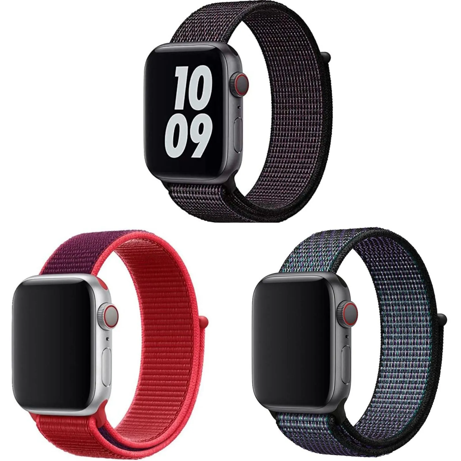 Pack of 3 | Nylon Sport Strap For Apple Watch Band 42mm 44mm 45mm 49mm Men Women- B