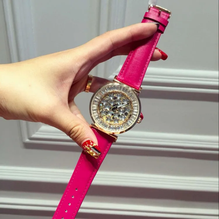 Pentagram Large Dial Rhinestone Chassis Women's Watch