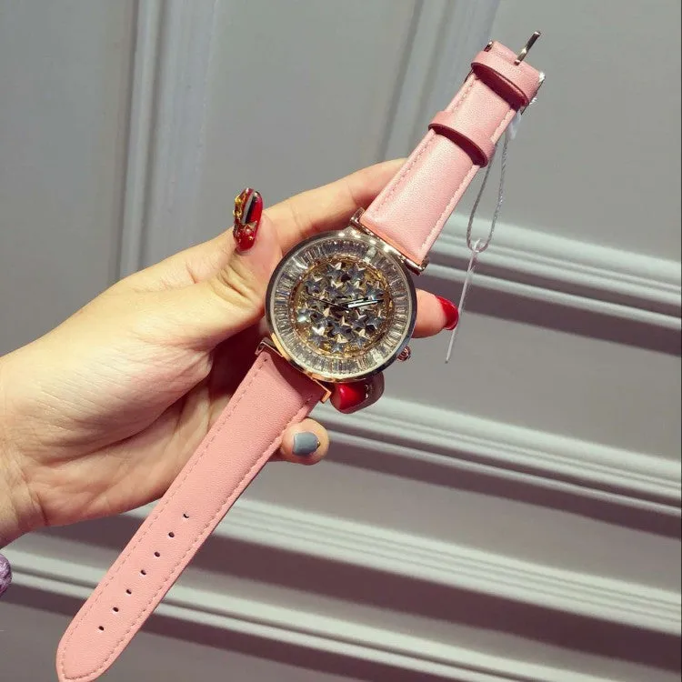 Pentagram Large Dial Rhinestone Chassis Women's Watch