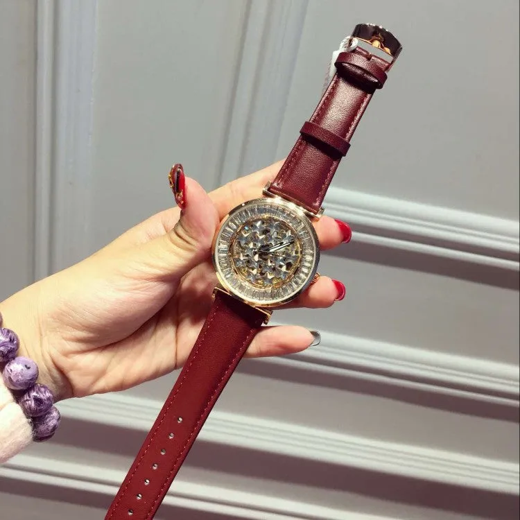 Pentagram Large Dial Rhinestone Chassis Women's Watch