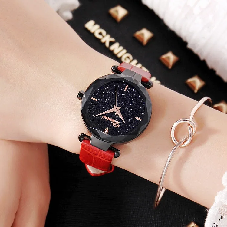 Personality Dial Leather Strap Women's Watch