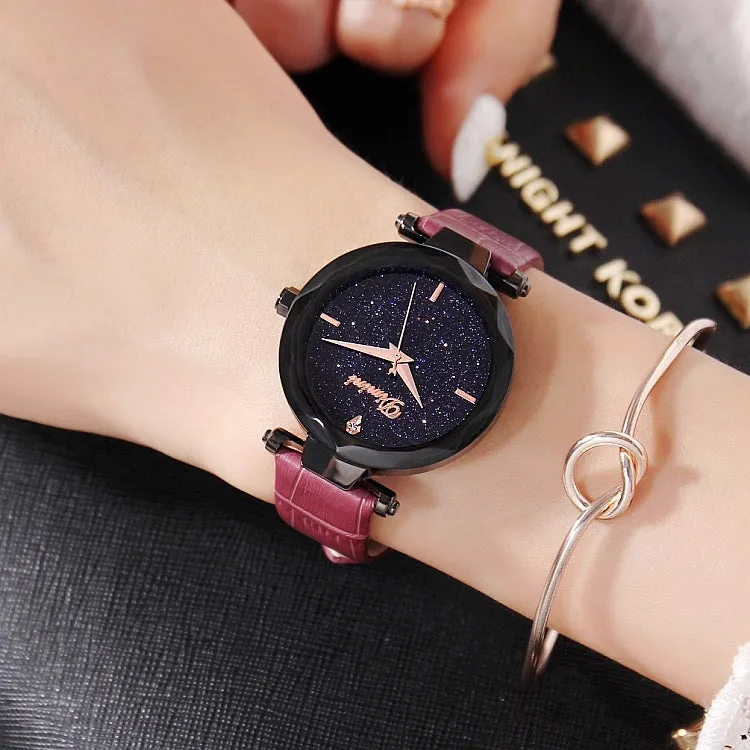 Personality Dial Leather Strap Women's Watch