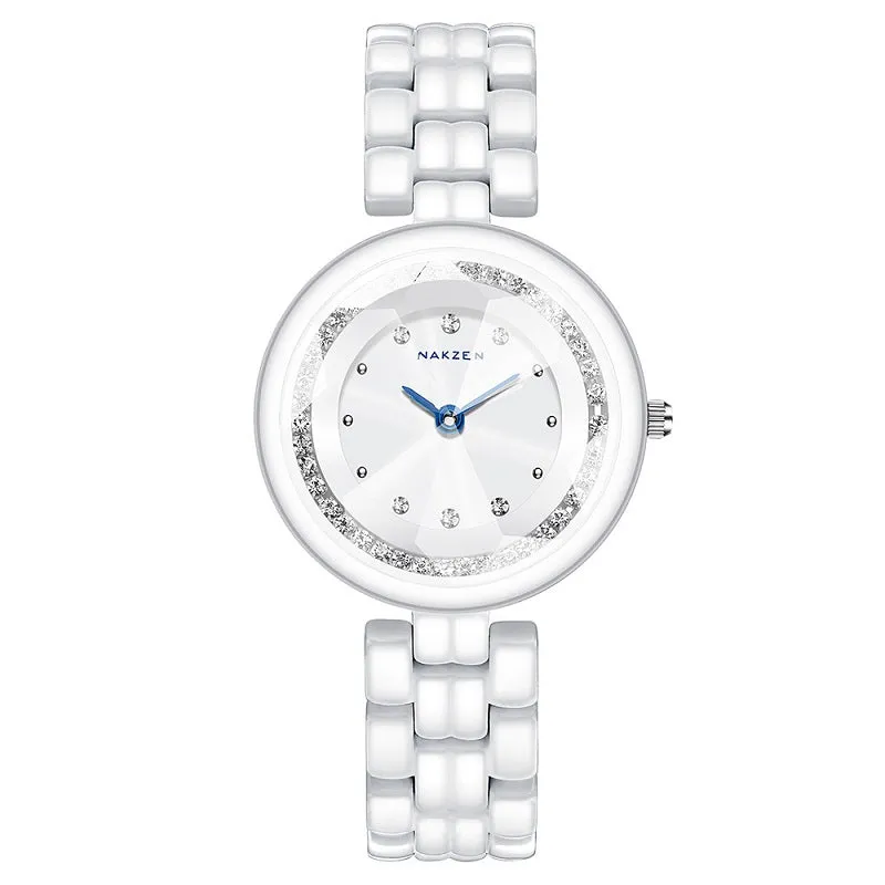 Petal Pattern Mirror Ceramic Women's Watch