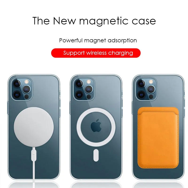 Phone Case Ultra Clear Magnetic Circle Magsafing For iPhone 14 13 12 Mini Plus Pro Pro Max