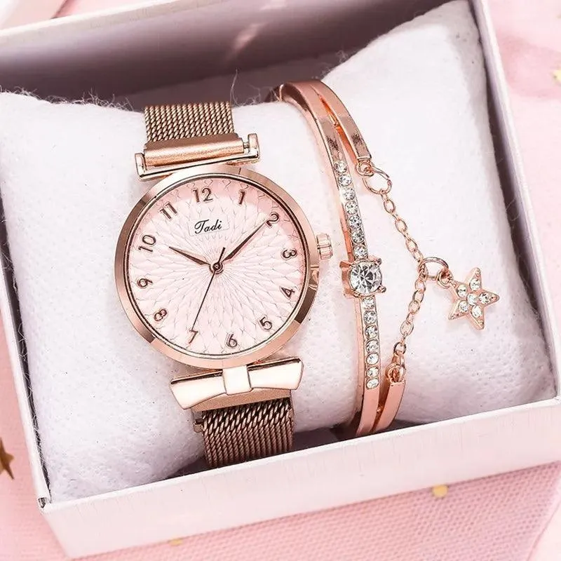 Pink Dial Luxury Quartz Bracelet Watch: Fashion Statement Piece