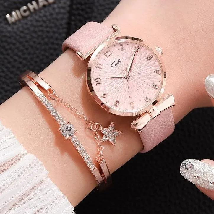 Pink Dial Luxury Quartz Bracelet Watch: Fashion Statement Piece