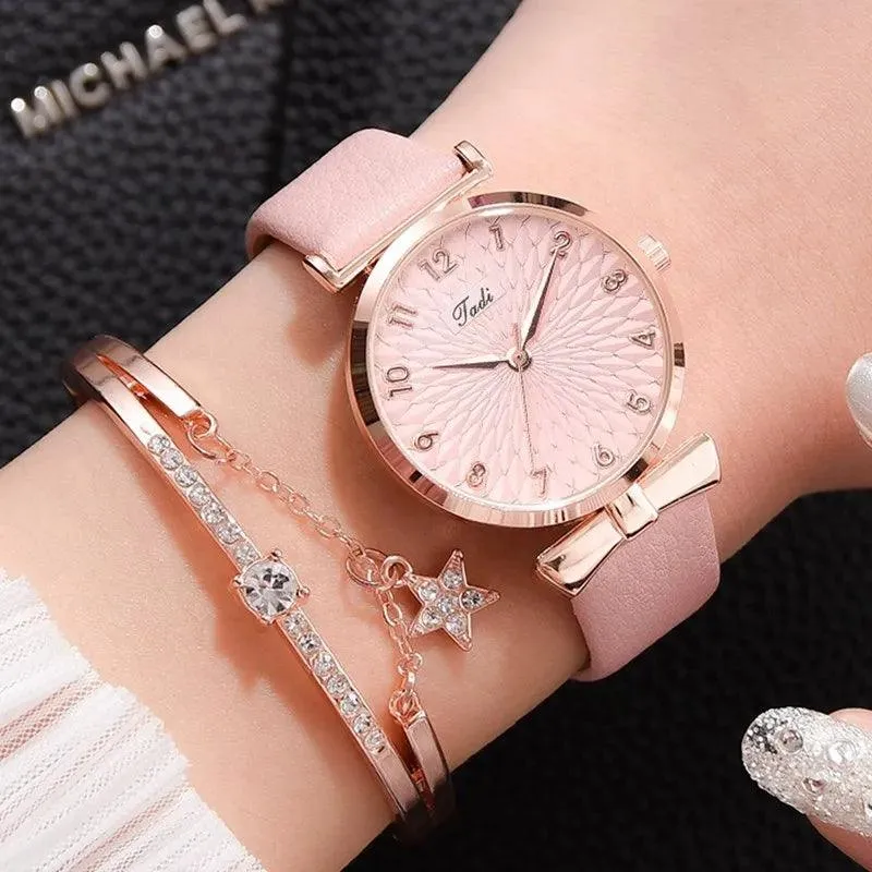 Pink Dial Luxury Quartz Bracelet Watch: Fashion Statement Piece