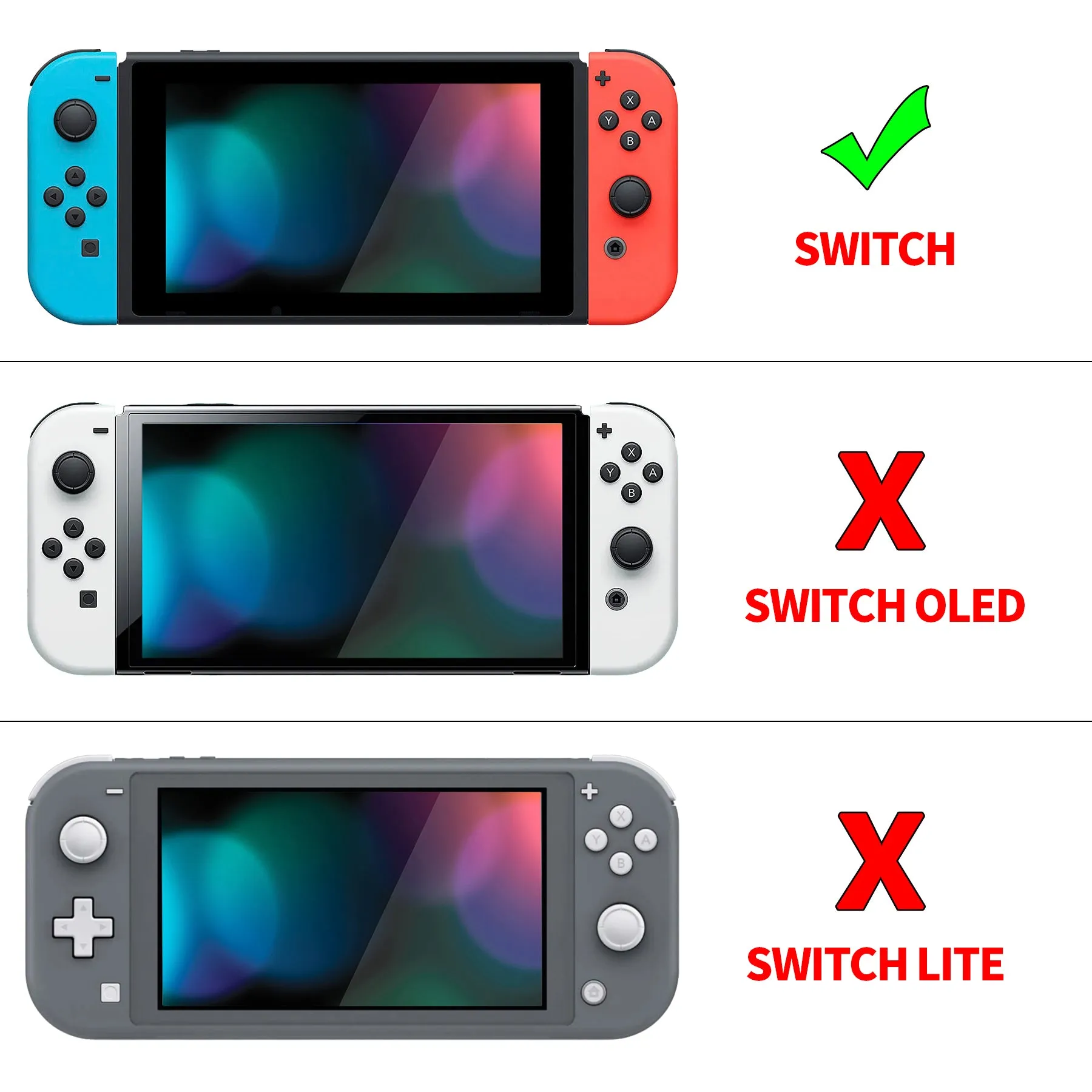 PlayVital Black Protective Case for NS Switch, Soft TPU Slim Case Cover for NS Switch Joy-Con Console with Colorful ABXY Direction Button Caps - NTU6006G2