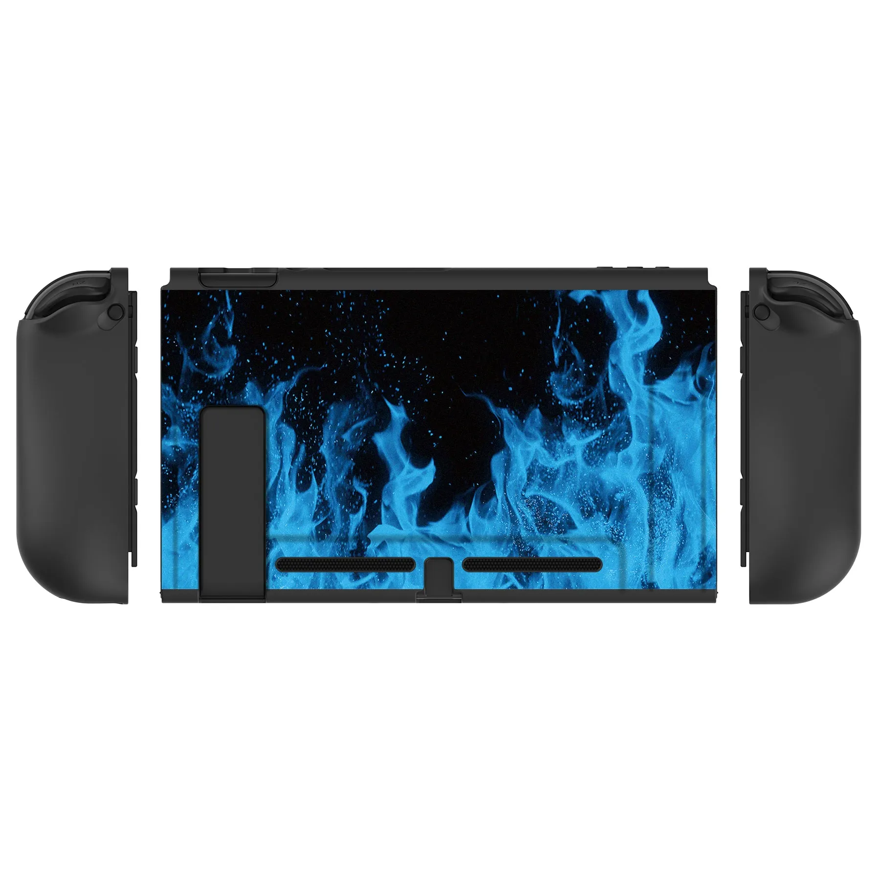 PlayVital Blue Flame Protective Case for NS Switch, Soft TPU Slim Case Cover for NS Switch Joy-Con Console with Colorful ABXY Direction Button Caps - NTU6012G2