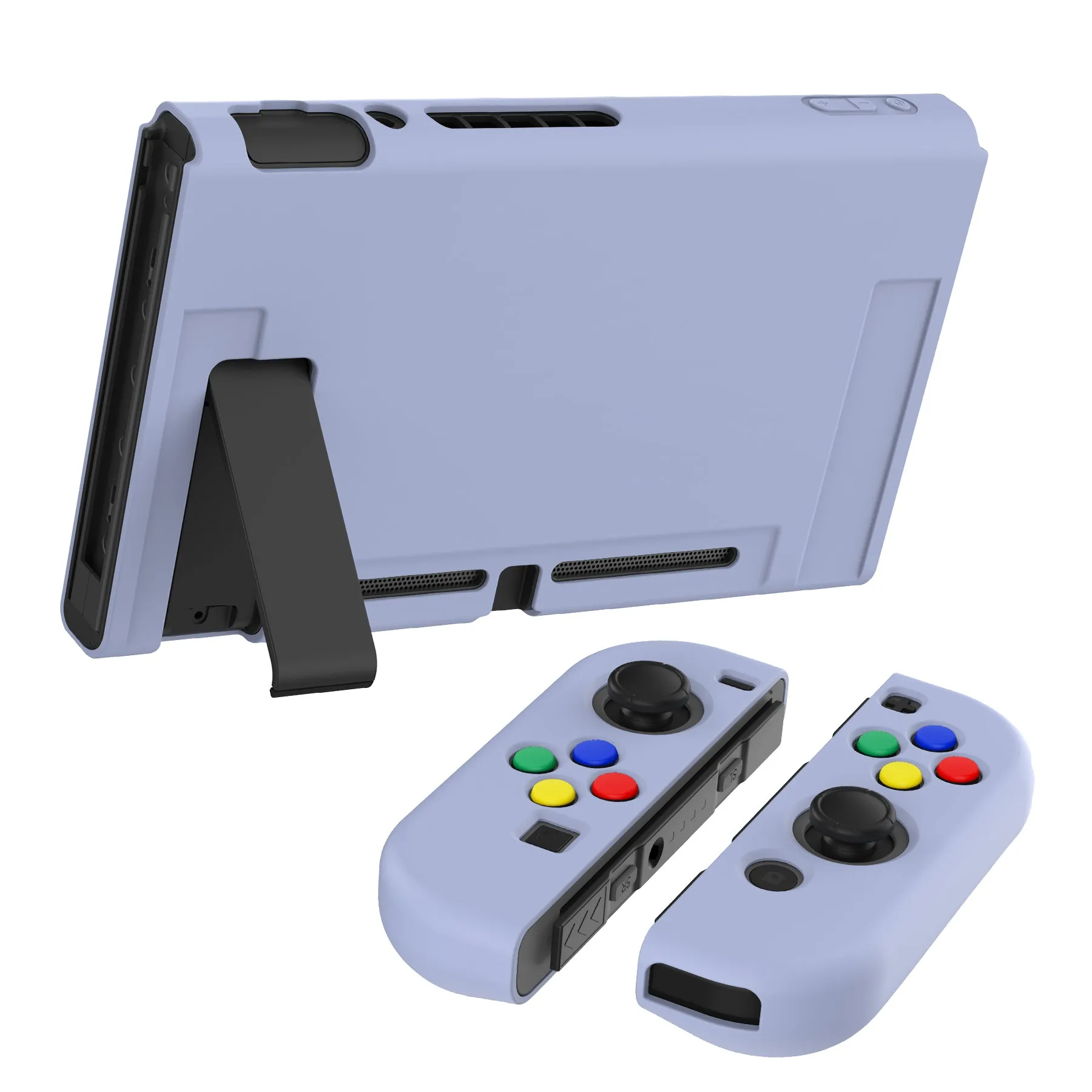 PlayVital Violet Protective Case for NS Switch, Soft TPU Slim Case Cover for NS Switch Joy-Con Console with Colorful ABXY Direction Button Caps - NTU6002G2