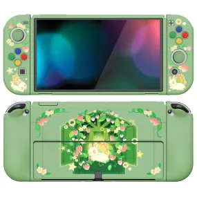 PlayVital ZealProtect Soft Protective Case for Switch OLED, Flexible Protector Joycon Grip Cover for Switch OLED with Thumb Grip Caps & ABXY Direction Button Caps - Strawberry Bunny - XSOYV6036