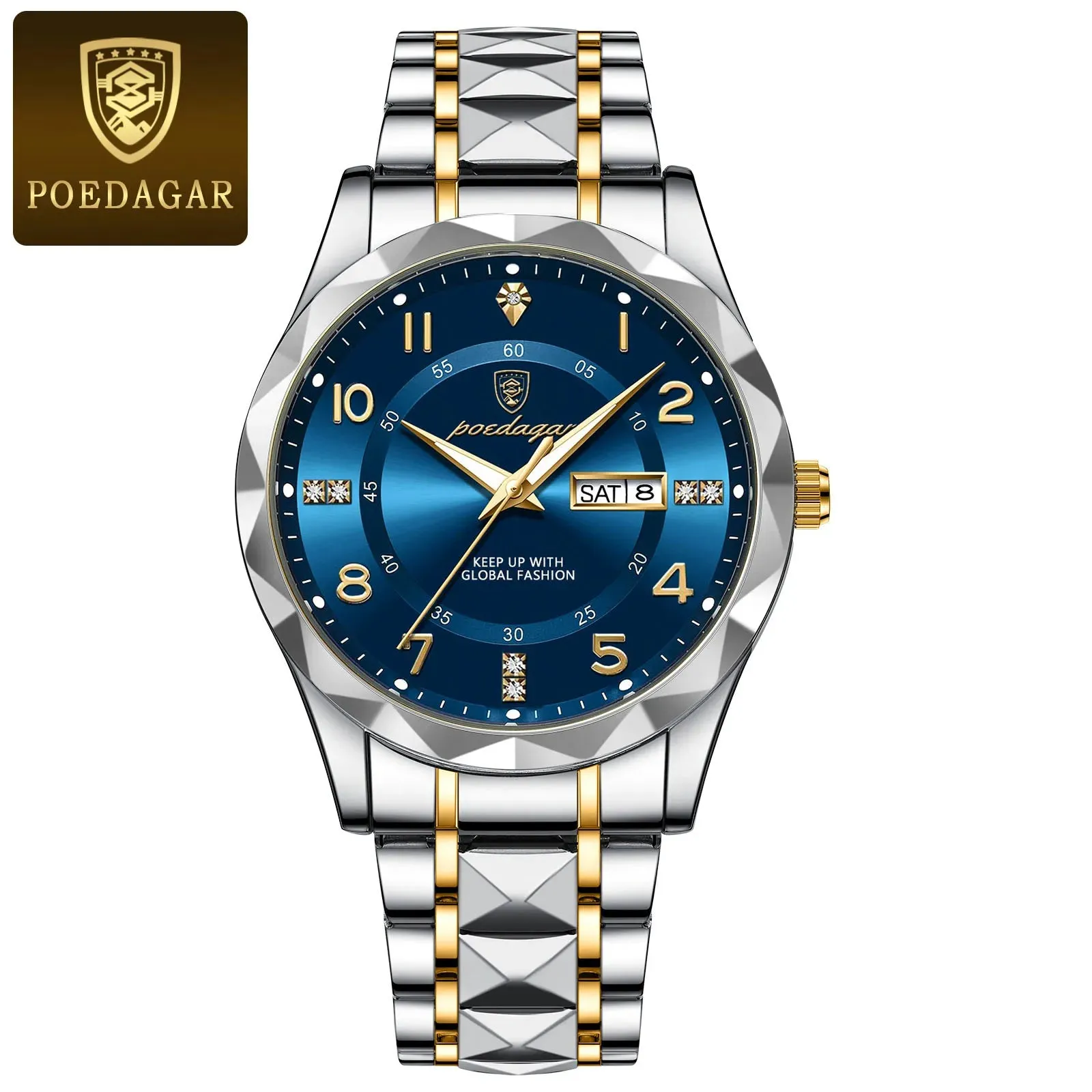 POEDAGAR Luxury Men's Quartz Watch – Waterproof, Date, Luminous