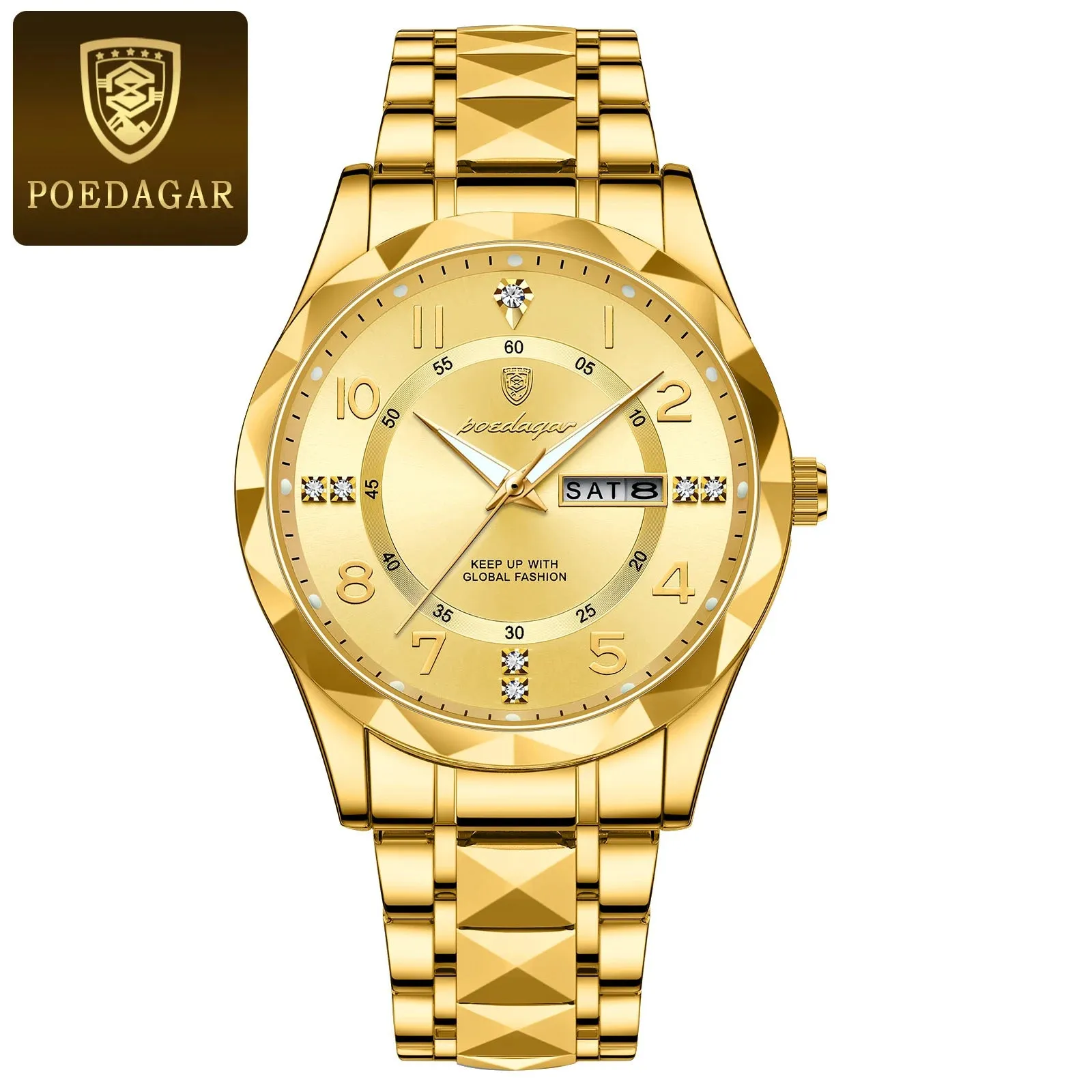 POEDAGAR Luxury Men's Quartz Watch – Waterproof, Date, Luminous