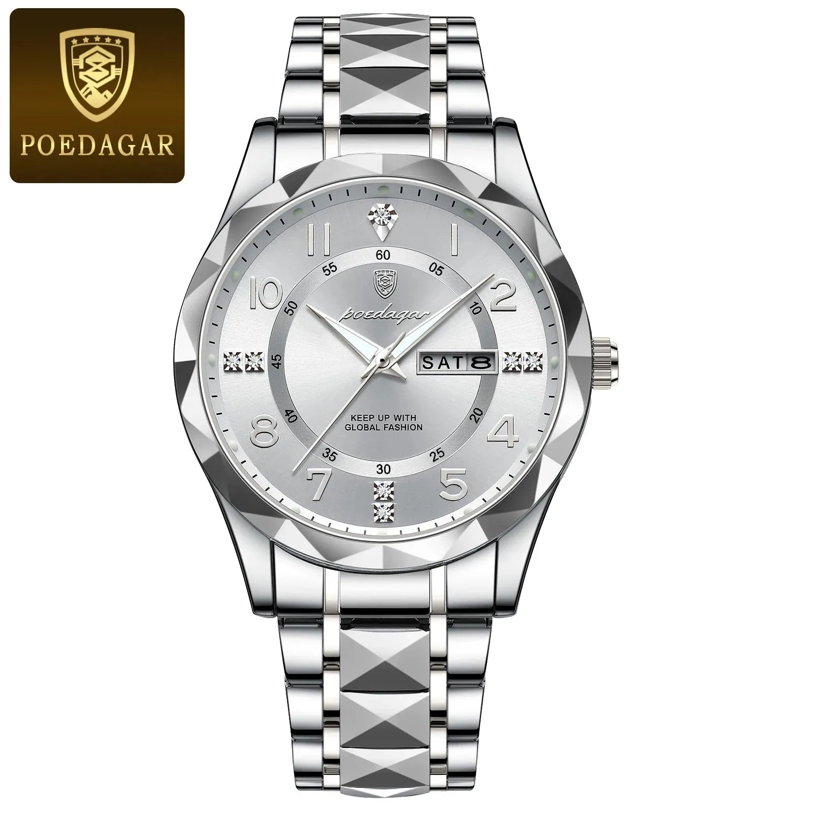 POEDAGAR Luxury Men's Quartz Watch – Waterproof, Date, Luminous