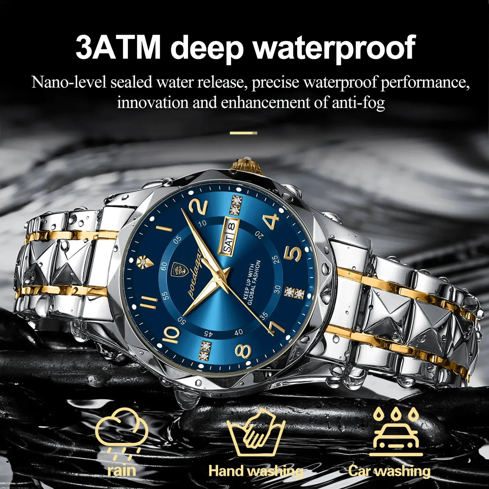 POEDAGAR Luxury Men's Quartz Watch – Waterproof, Date, Luminous