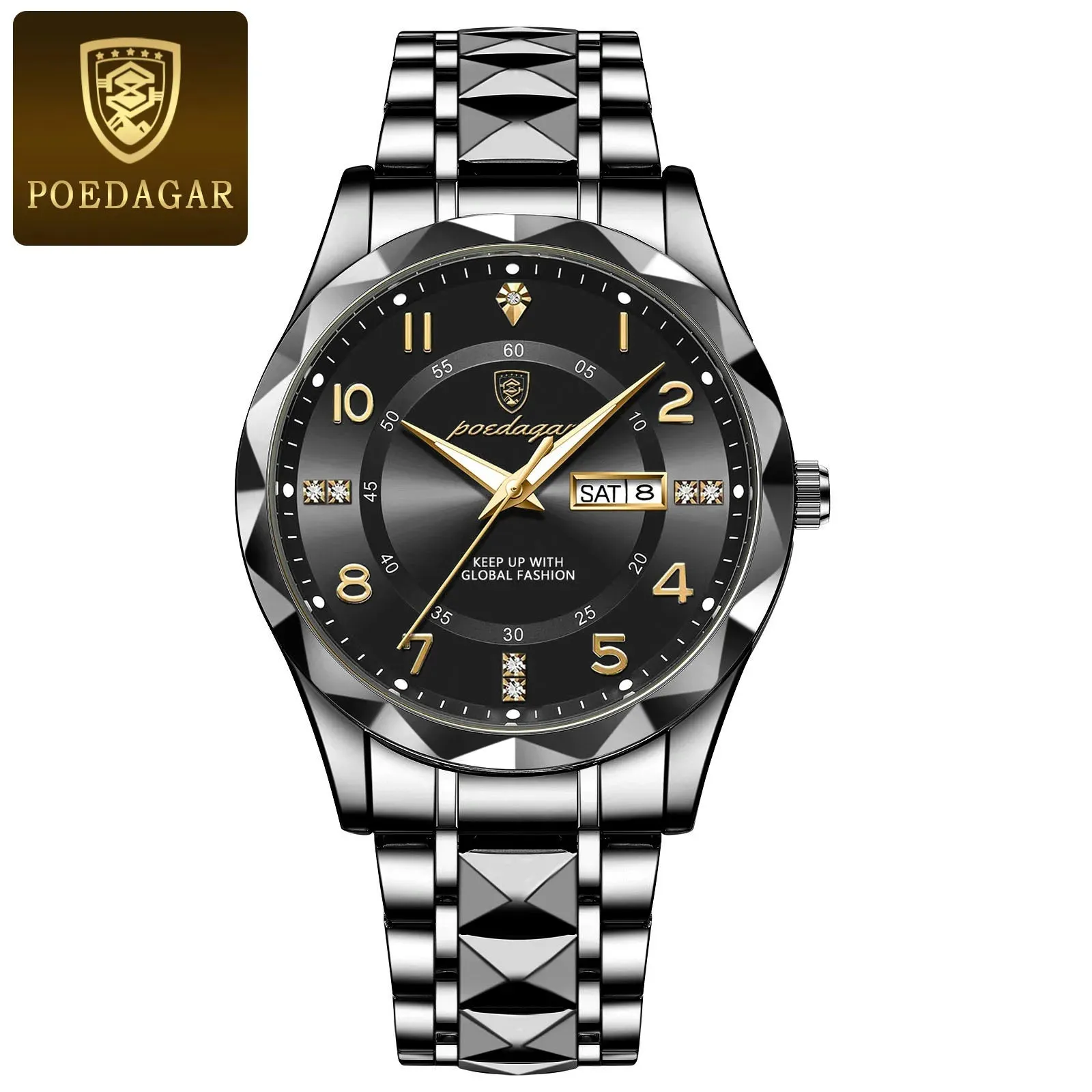 POEDAGAR Luxury Men's Quartz Watch – Waterproof, Date, Luminous