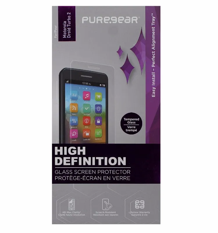 PureGear HD Tempered Glass Screen Protector for Motorola Droid Turbo 2 - Clear