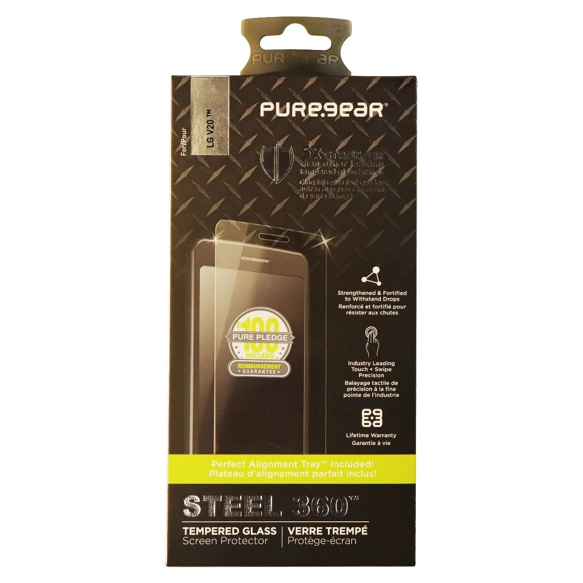 PureGear LG V20 Steel 360 Tempered Glass Screen Protector Guard - Clear