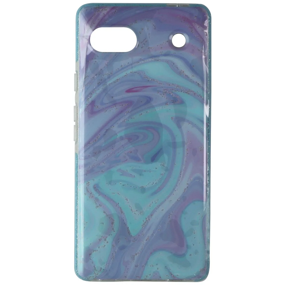 PureGear Slim Shell Designer Case for Google Pixel 6a - Glitter/Blue Swirl