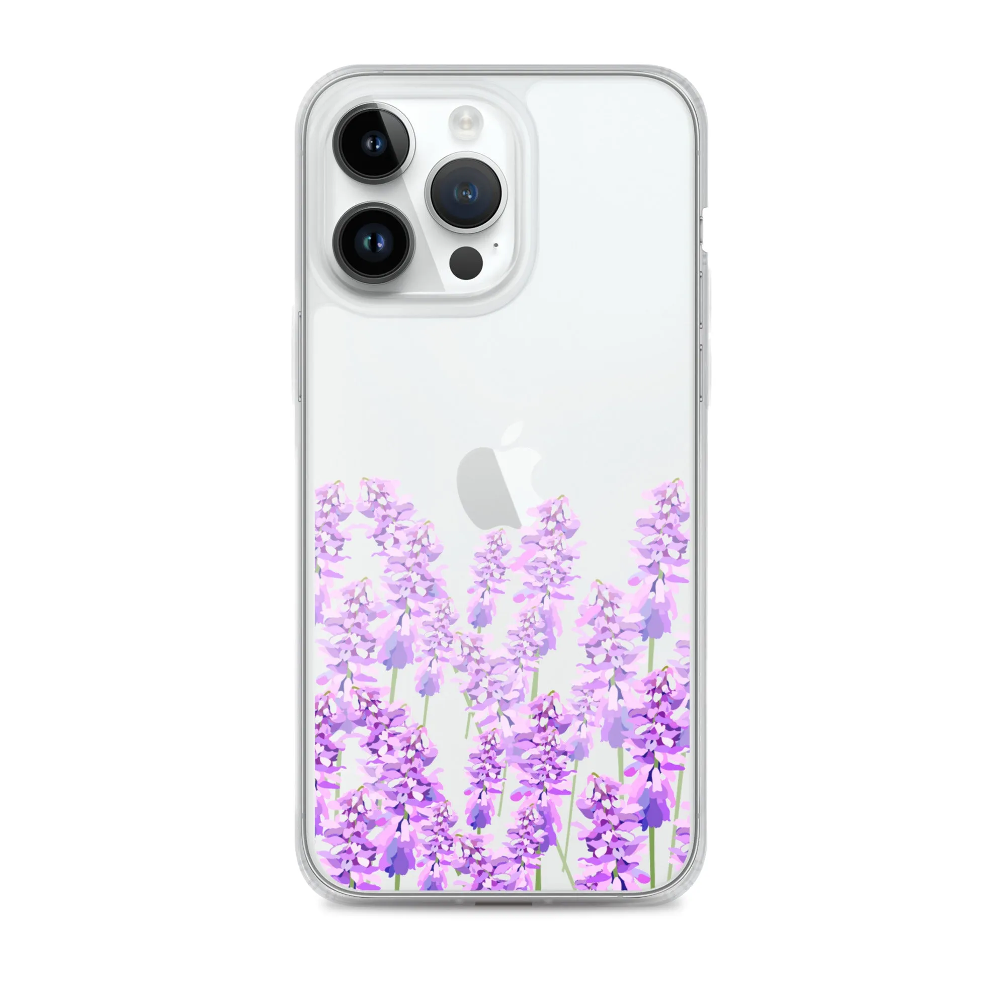 Purple Lavender iPhone 14 13 12 Case, Flowers Floral Clear Transparent Print Cute Aesthetic iPhone 11 Mini SE XS Max XR X 7 8 Cell Phone