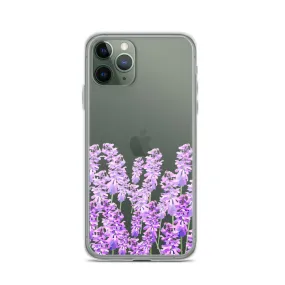 Purple Lavender iPhone 14 13 12 Case, Flowers Floral Clear Transparent Print Cute Aesthetic iPhone 11 Mini SE XS Max XR X 7 8 Cell Phone