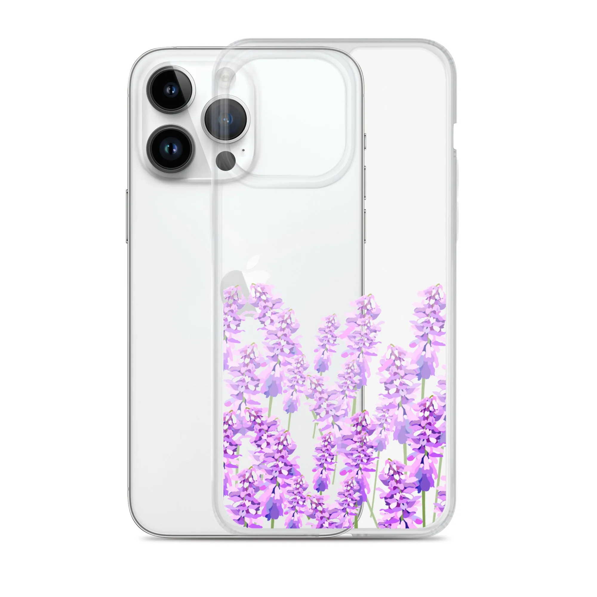 Purple Lavender iPhone 14 13 12 Case, Flowers Floral Clear Transparent Print Cute Aesthetic iPhone 11 Mini SE XS Max XR X 7 8 Cell Phone