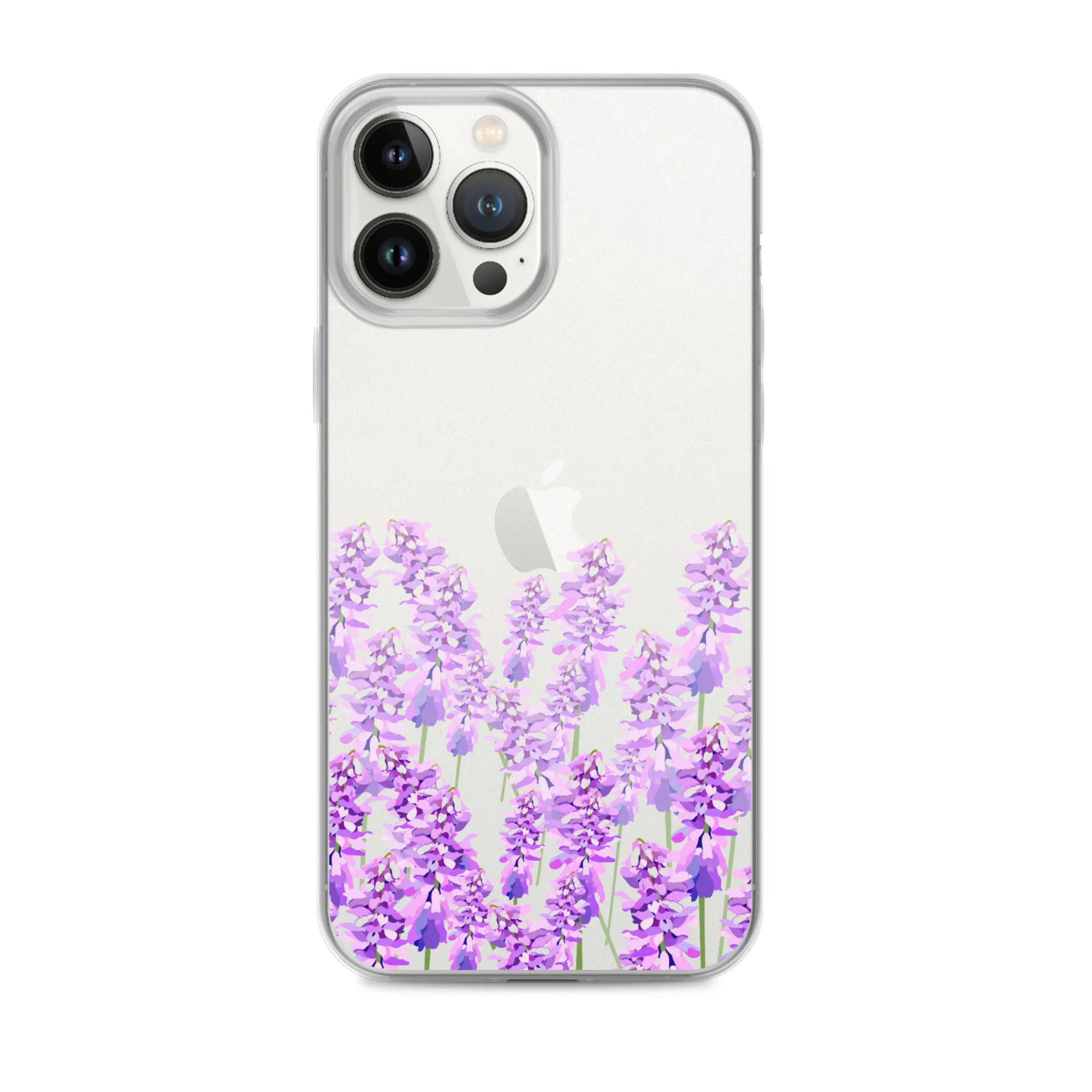 Purple Lavender iPhone 14 13 12 Case, Flowers Floral Clear Transparent Print Cute Aesthetic iPhone 11 Mini SE XS Max XR X 7 8 Cell Phone