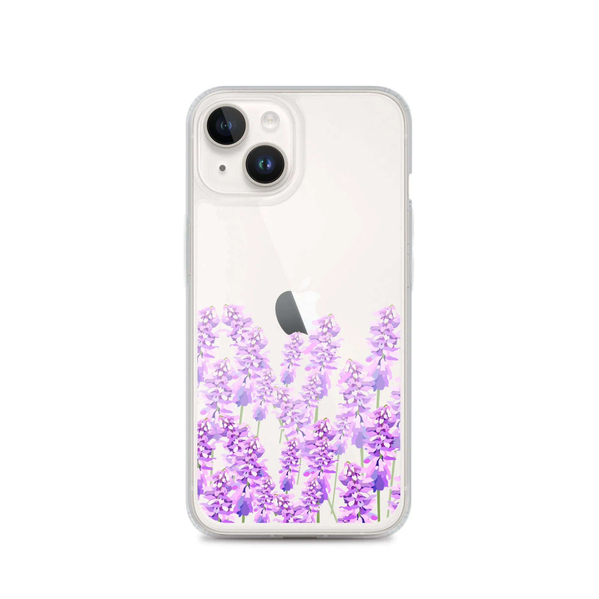 Purple Lavender iPhone 14 13 12 Case, Flowers Floral Clear Transparent Print Cute Aesthetic iPhone 11 Mini SE XS Max XR X 7 8 Cell Phone