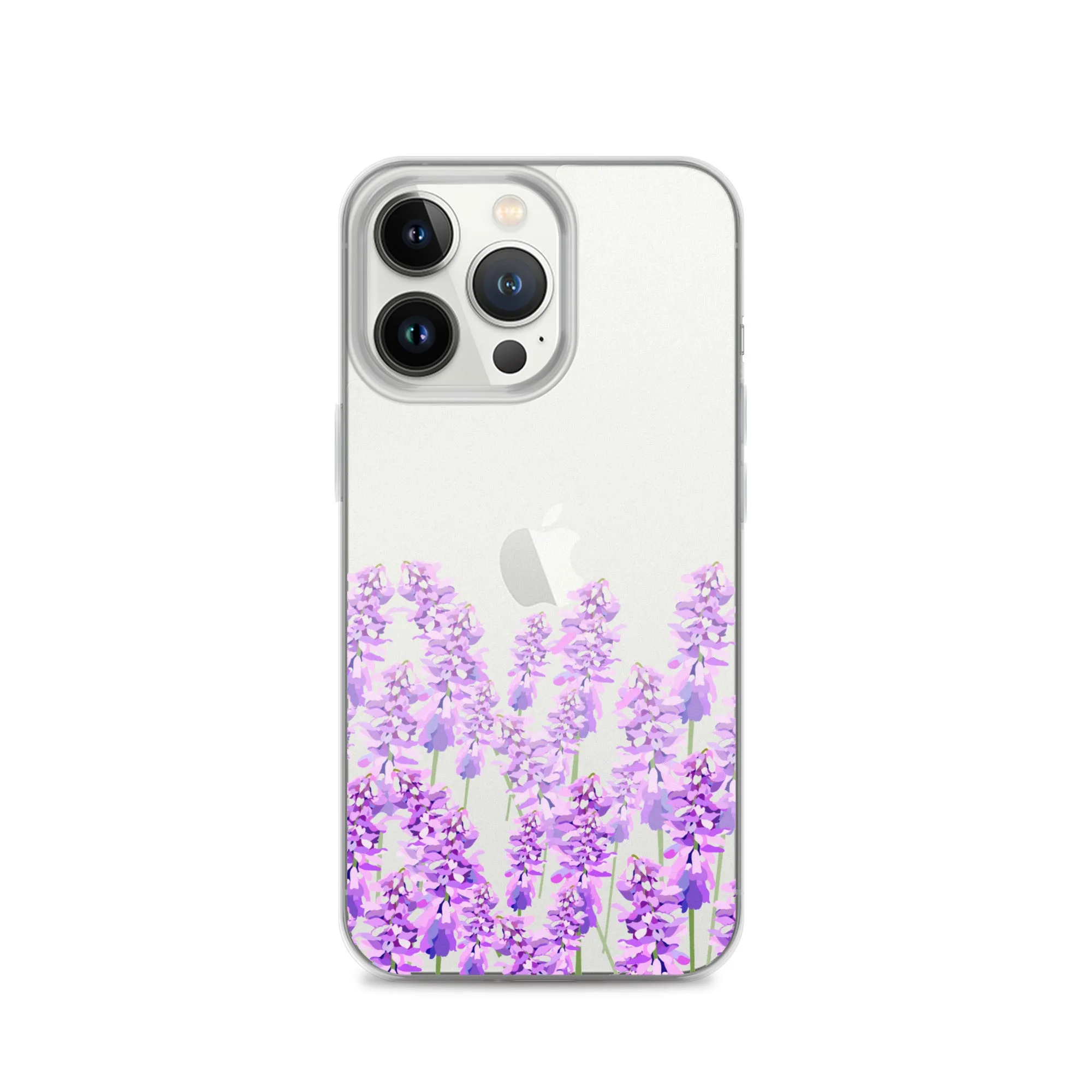 Purple Lavender iPhone 14 13 12 Case, Flowers Floral Clear Transparent Print Cute Aesthetic iPhone 11 Mini SE XS Max XR X 7 8 Cell Phone