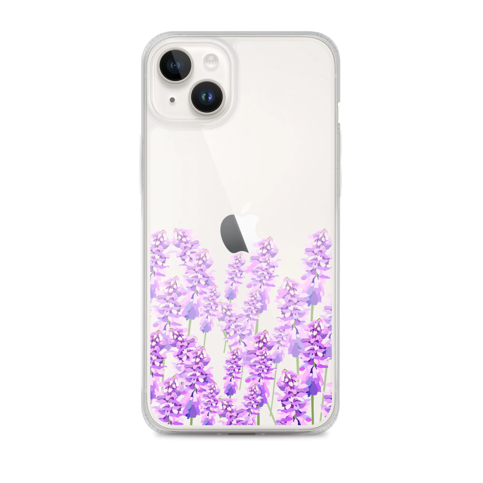 Purple Lavender iPhone 14 13 12 Case, Flowers Floral Clear Transparent Print Cute Aesthetic iPhone 11 Mini SE XS Max XR X 7 8 Cell Phone