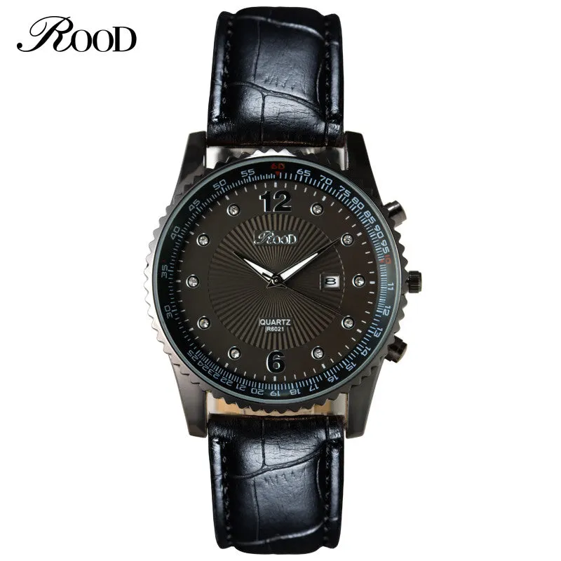 ROOD Sport Watches Military Army men watch luxury brand men watch leather waterproof Brown Black Big Dial Male Clock