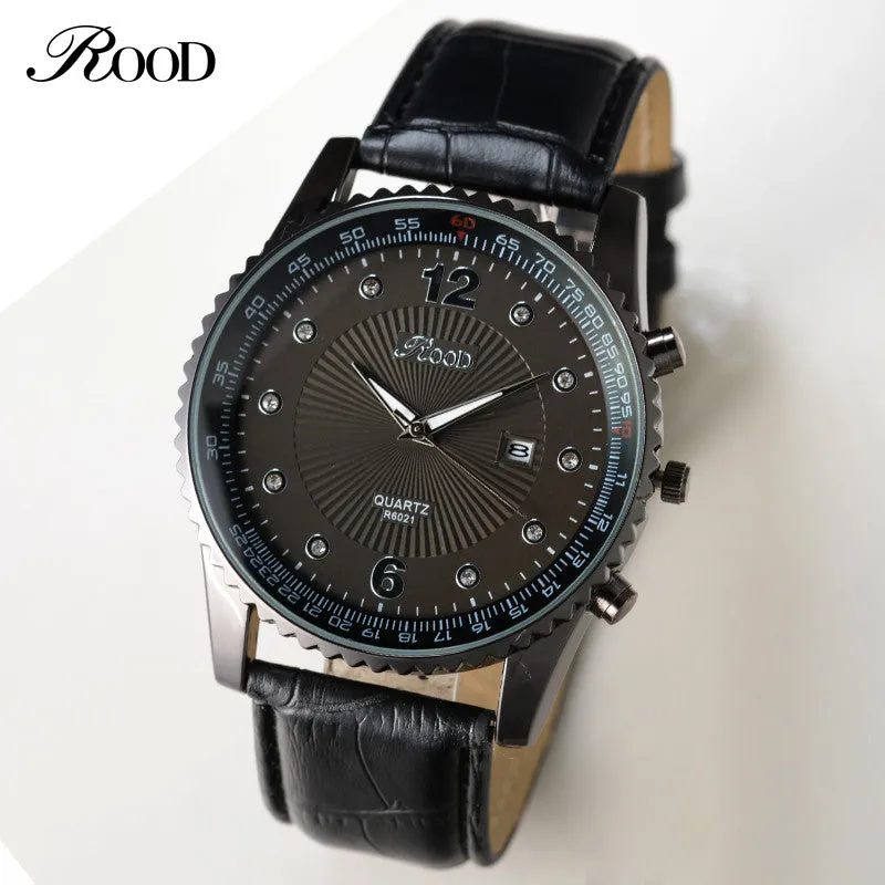 ROOD Sport Watches Military Army men watch luxury brand men watch leather waterproof Brown Black Big Dial Male Clock