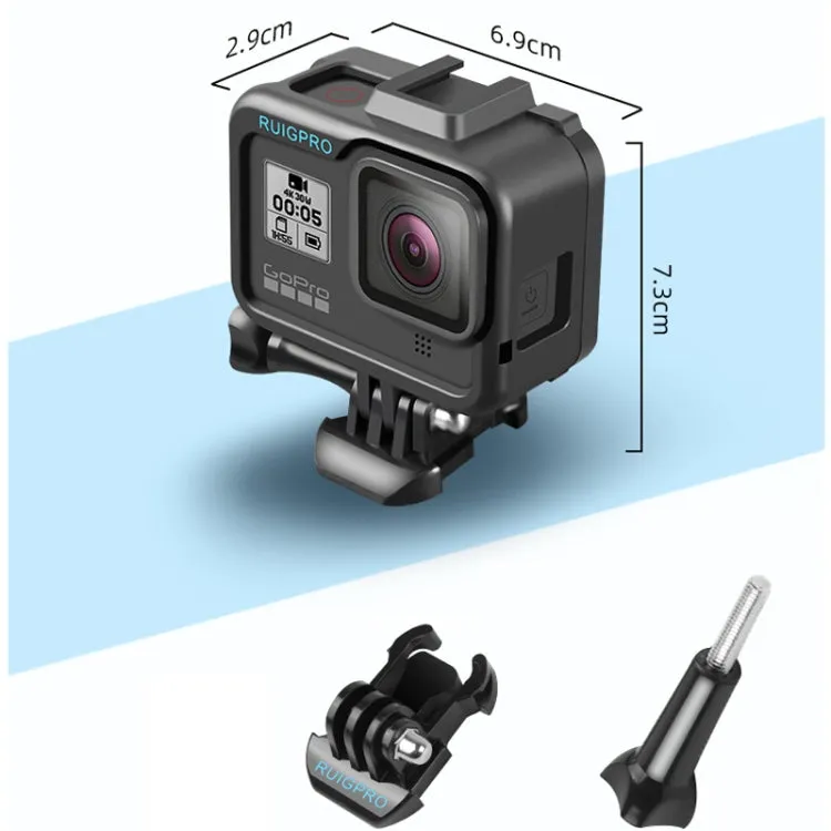 RUIGPRO for GoPro HERO8 Black Standard Border PC ABS Frame Mount Protective Case(Black)