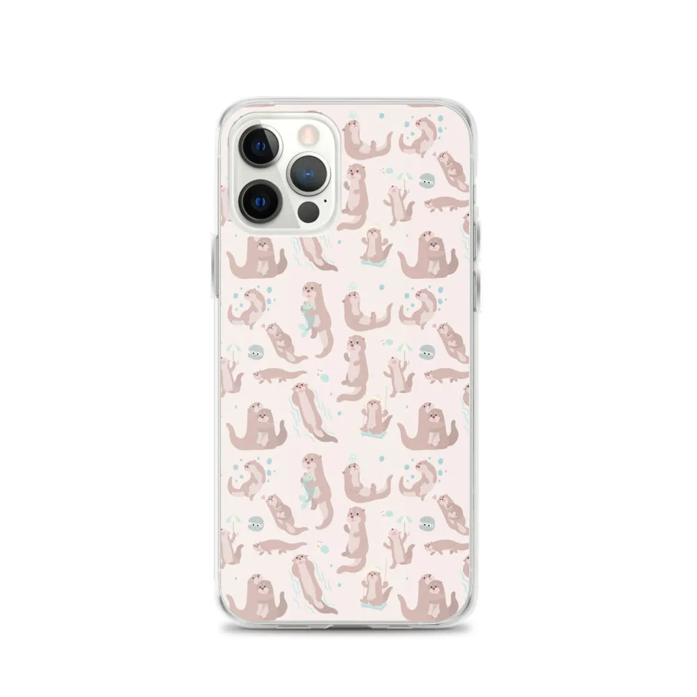 Sea Otter iPhone 15 14 13 12 Pro Max Case, Animal Pastel Pink Cell Phone Cute Cool Gifts Print iPhone 11 Mini SE 2020 XS XR X 7 8