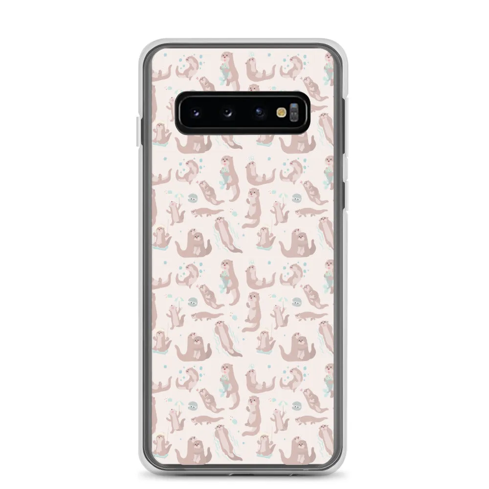 Sea Otter Samsung Galaxy S10 S9 Plus S8 S7 Lite Phone Cover Case, Cute River Ocean Marine Animals Pink Pastel Gift