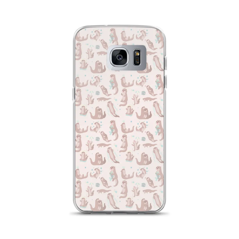 Sea Otter Samsung Galaxy S10 S9 Plus S8 S7 Lite Phone Cover Case, Cute River Ocean Marine Animals Pink Pastel Gift