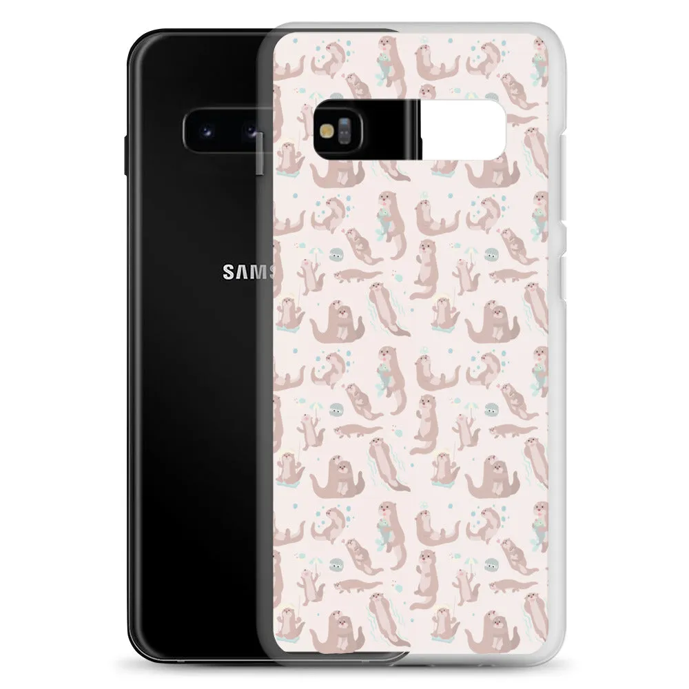 Sea Otter Samsung Galaxy S10 S9 Plus S8 S7 Lite Phone Cover Case, Cute River Ocean Marine Animals Pink Pastel Gift