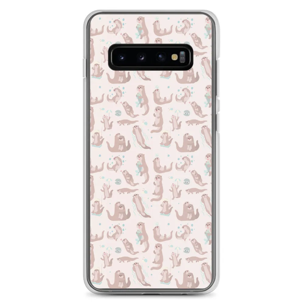 Sea Otter Samsung Galaxy S10 S9 Plus S8 S7 Lite Phone Cover Case, Cute River Ocean Marine Animals Pink Pastel Gift