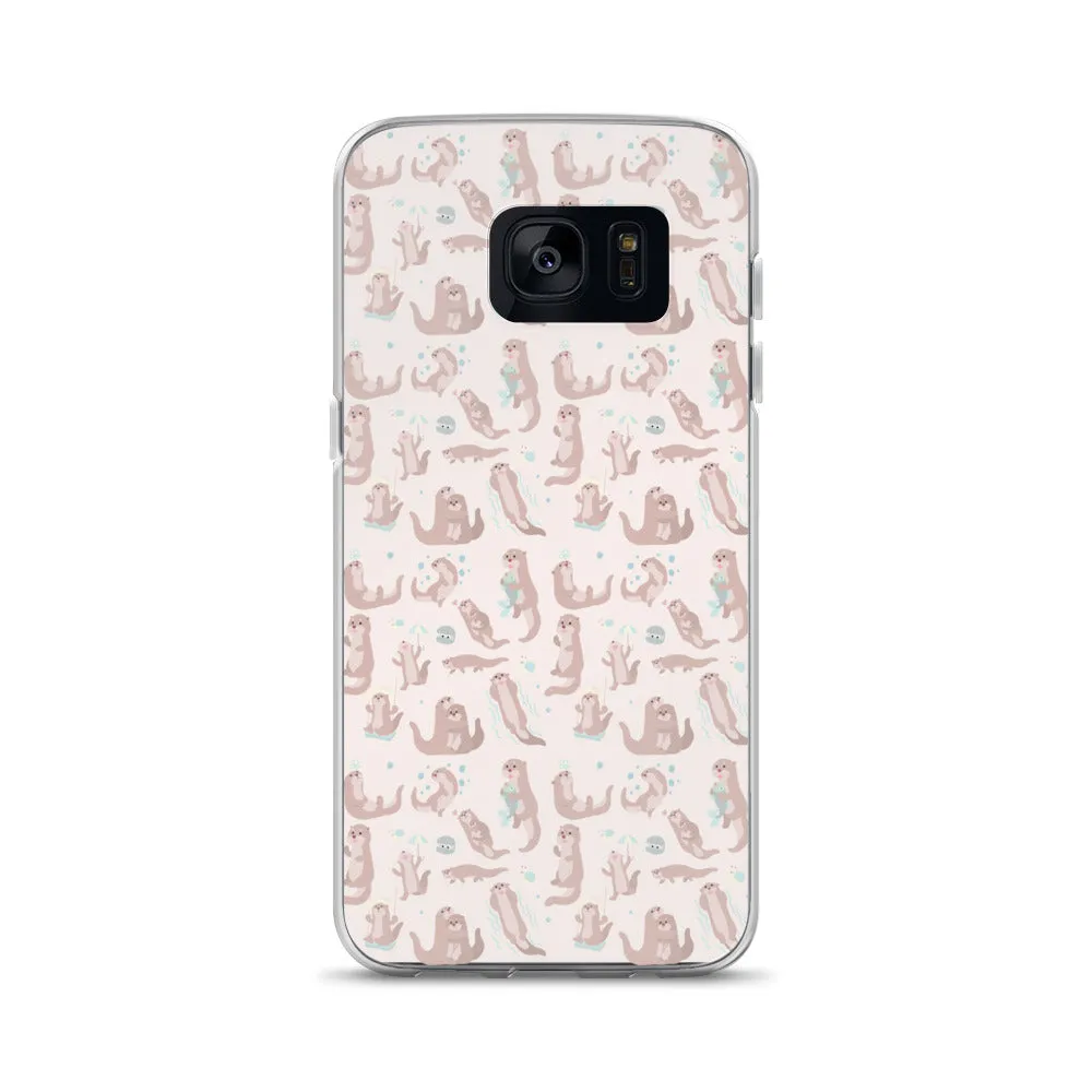 Sea Otter Samsung Galaxy S10 S9 Plus S8 S7 Lite Phone Cover Case, Cute River Ocean Marine Animals Pink Pastel Gift